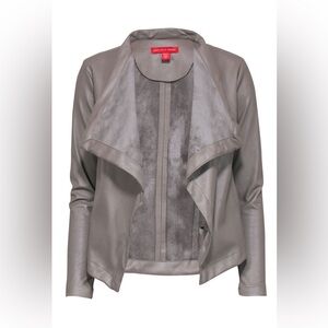 SAKS FIFTH AVENUE Faux Leather Jacket Waterfall Cardigan Grunge Biker Rocker